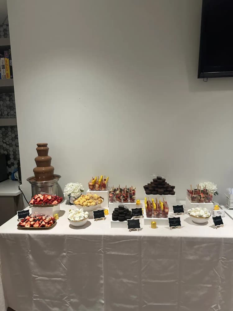 Mini pancake station at a catered party