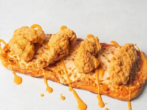 Fried Chicken Flatbread at Le Cafe Du Parc, Irvine