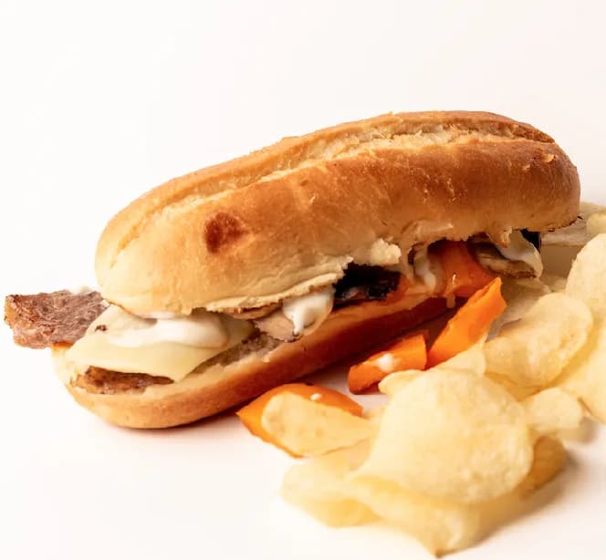 Philly Cheese Steak Sandwich at Le Cafe Du Parc, Irvine